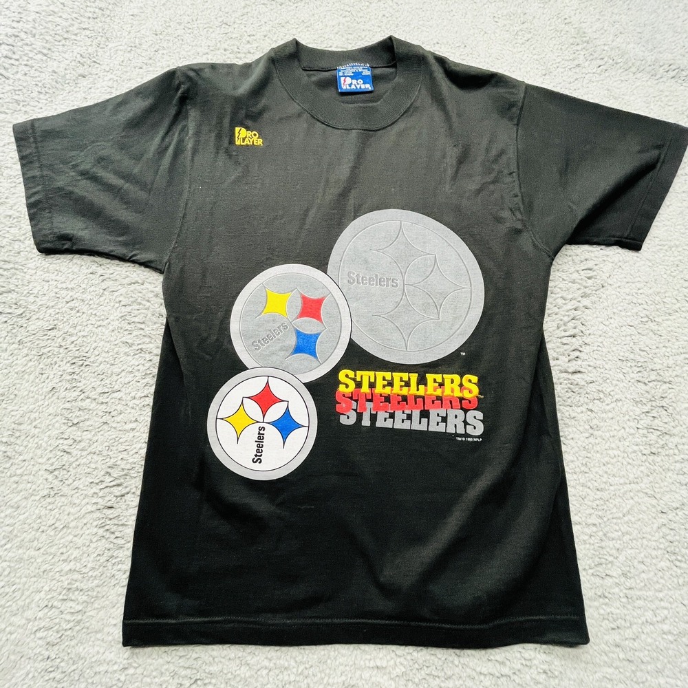 Pittsburgh‎ Steelers T-Shirt Size MediumVintage 90s Black Pro Player Made in USA